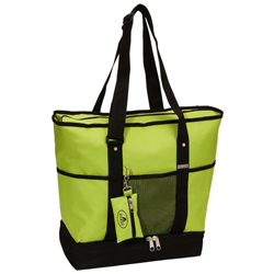 #1002DLX-LIME - Zippered Bottom Compartment Large Tote Bag