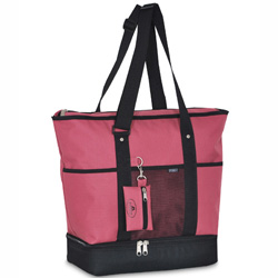 #1002DLX-MARSALA - Zippered Bottom Compartment Large Tote Bag