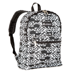 #1045KP-BLACK/WHITE IKAT - Basic Pattern Backpack