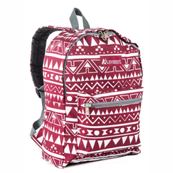 #1045KP-BURGUNDY/WHITE ETHNIC - Basic Pattern Backpack