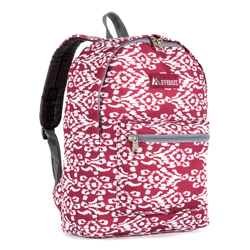 #1045KP-BURGUNDY/WHITE IKAT - Basic Pattern Backpack