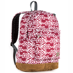 #P1045GL-BURGUNDY/WHITE IKAT - Suede Bottom Pattern Backpack
