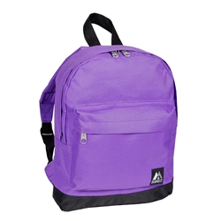 #10452/PURPLE BLACK/CASE - Mini Backpack with Front Zippered Pocket - Case of 30 Backpacks