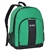#BP2072/EMERALD GREEN BLACK/CASE - Backpack with Front & Side Pockets - Case of 30 Backpacks
