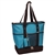 #1002DLX/TURQUOISE/CASE - Zippered Bottom Compartment Large Tote Bag - Case of 30 Tote Bags