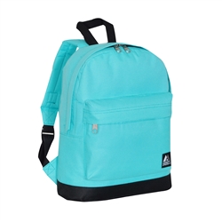 #10452/AQUA BLUE BLACK/CASE - Mini Backpack with Front Zippered Pocket - Case of 30 Backpacks