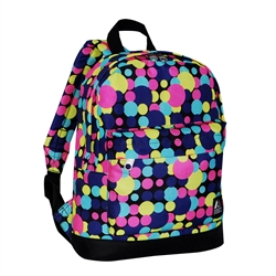 #10452P/MULTI DOT/CASE - Small/Junior Pattern Backpack with Front Pocket - Case of 30 Backpacks
