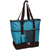 #1002DLX-TURQUOISE - Zippered Bottom Compartment Large Tote Bag
