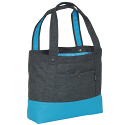 #1002TB-CHARCOAL/BLUE - Trendy Tablet Tote Bag