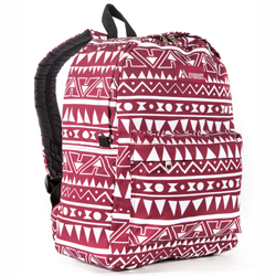 #2045P-BURGUNDY/WHITE ETHNIC - Classic Pattern Backpack