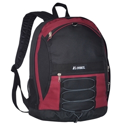 #3045SH/BURGUNDY BLACK/CASE - Two-Tone Backpack with Mesh Pockets - Case of 30 Backpacks