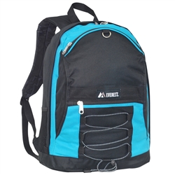 #3045SH/TURQUOISE BLACK/CASE - Two-Tone Backpack with Mesh Pockets - Case of 30 Backpacks