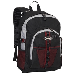 #3045W/BURGUNDY GRAY BLACK/CASE - Large Storage Backpack with Organizer - Case of 30 Backpacks