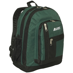 #5045/GREEN BLACK/CASE - Double Compartment Backpack with Organizer - Case of 30 Backpacks
