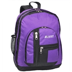 #5045/PURPLE BLACK/CASE - Double Compartment Backpack with Organizer - Case of 30 Backpacks