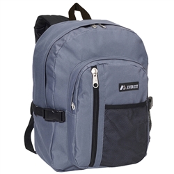 #5045SC/GREY BLACK/CASE - Backpack with Front Mesh Pocket - Case of 30 Backpacks