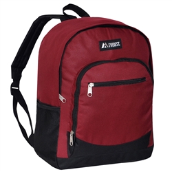 #6045/BURGUNDY/CASE - Casual Backpack with Dual Side Mesh Pockets - Case of 30 Backpacks