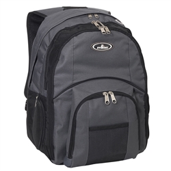 #7045LT/CHARCOAL/CASE - Double Compartment Backpack with Laptop Storage - Case of 20 Backpacks