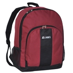 #BP2072/BURGUNDY BLACK/CASE - Backpack with Front & Side Pockets - Case of 30 Backpacks