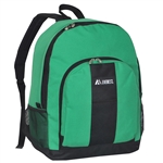 #BP2072/EMERALD GREEN BLACK/CASE - Backpack with Front & Side Pockets - Case of 30 Backpacks