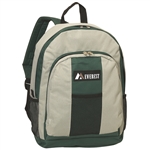 #BP2072/GRAY GREEN/CASE - Backpack with Front & Side Pockets - Case of 30 Backpacks