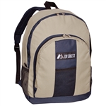 #BP2072/KHAKI NAVY/CASE - Backpack with Front & Side Pockets - Case of 30 Backpacks