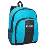 #BP2072/TURQUOISE BLACK/CASE - Backpack with Front & Side Pockets - Case of 30 Backpacks